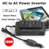 200W car power inverter DC to AC - 12V to 220V with 2 AC ports and 4 USB outlets