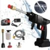 Cordless high-pressure car washing gun with two rechargeable batteries