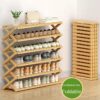 6-tier foldable bamboo shoe rack stand multifunctional organizer