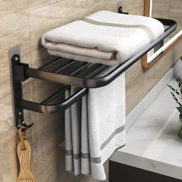 Bathroom wall mounted towel rack accessory with hooks ksh 3750