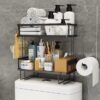 Double layer bathroom toilet racks with tissue holder