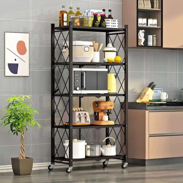 5-tier foldable movable metallic storage rack - Image 2