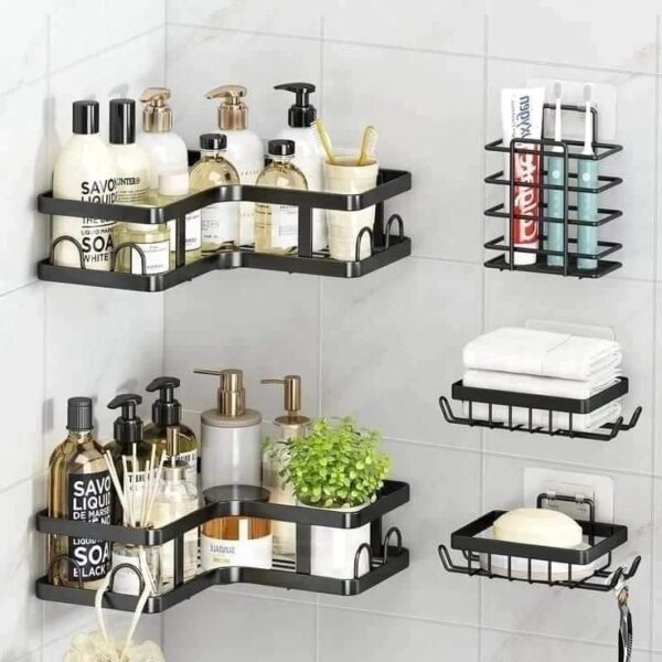 5-piece set corner shower caddy shelf bathroom organizer - Image 2