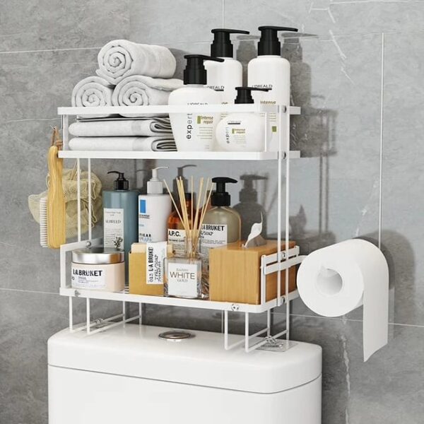 Double layer bathroom toilet racks with tissue holder - Image 2