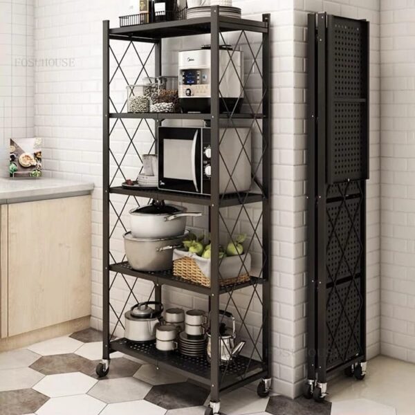 5-tier foldable movable metallic storage rack - Image 3